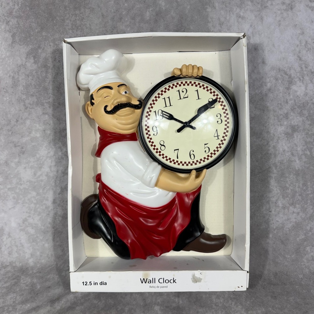 Italian Fat Chef 3D Wall Clock 12.5"
Kitchen Decor Bistro Retro Y2K NIB NEW